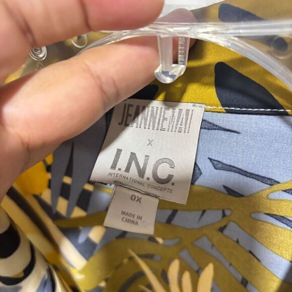 INC International Concepts Jeannie Mai X INC Midi Dress Plus 0X Palm Print - Picture 10 of 12